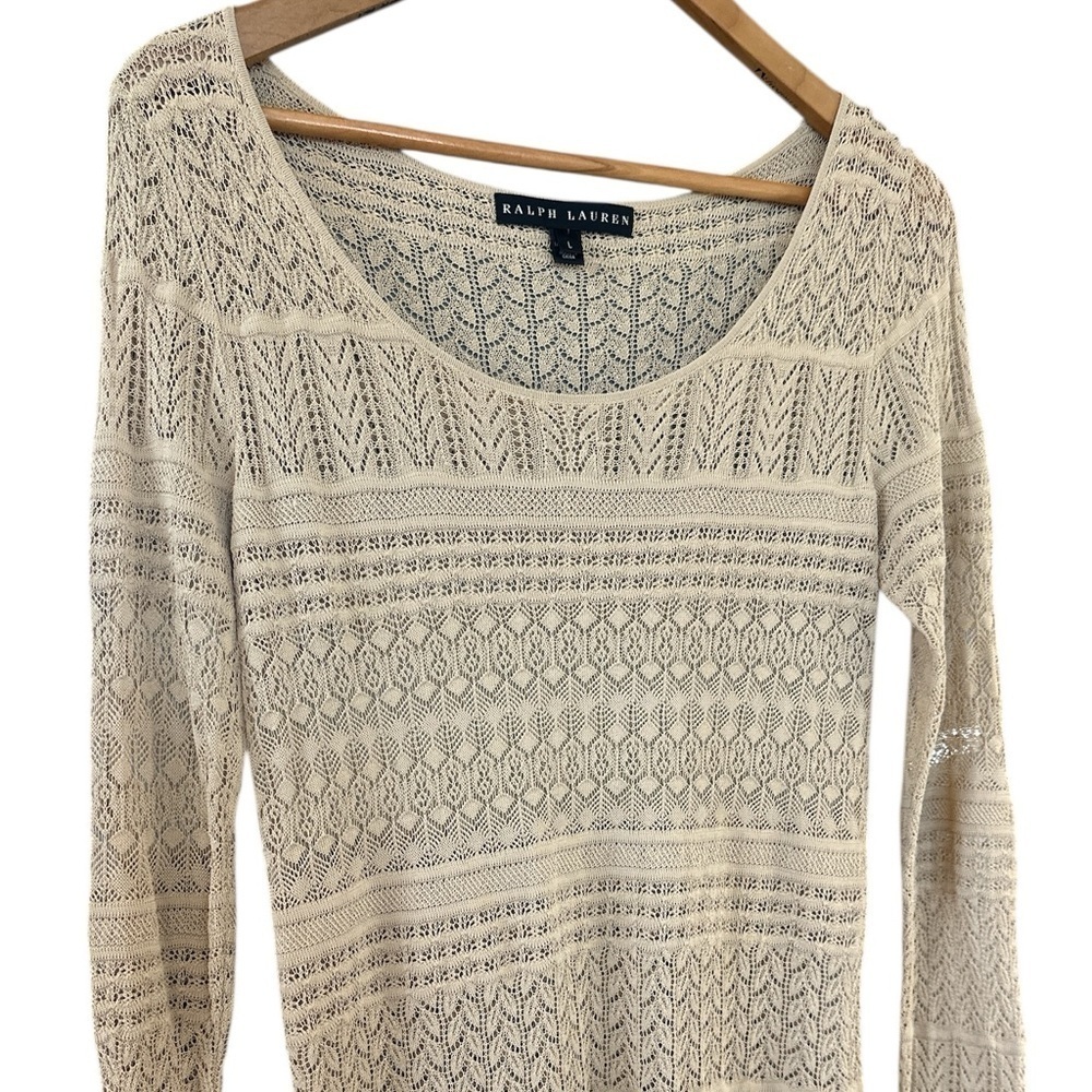 Ralph Lauren Long Sleeve Crochet Knit Sweater - Picture 7 of 12